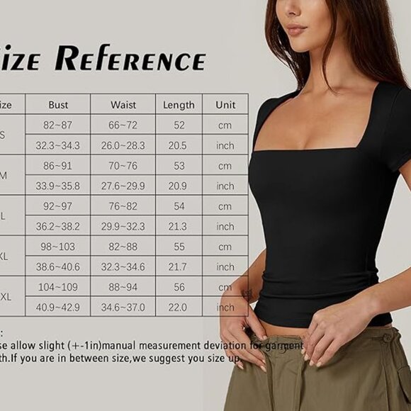 5PCS/$25 Womens Square Neck Top Summer Casual Fitted Basic Tshirt - Picture 16 of 16